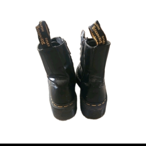 Dr. Marten Unisex Black Jadon Platform Boot In Black In Polished Smooth 9W 8M - Picture 7 of 15